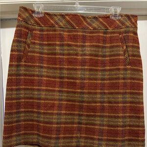 Talbots Rust Plaid Knit Pencil Skirt with Green Accents